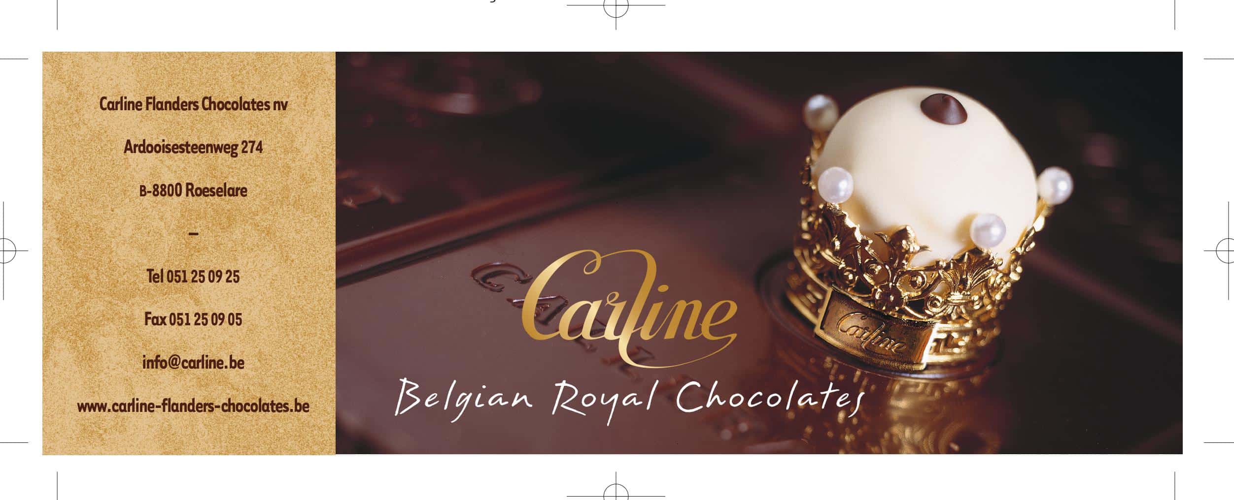 Advertentie van Carline Flanders Chocolates uit Roeselare, sponsor van GastroRSL.